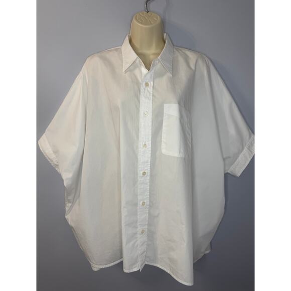 R13 Oversized Boxy Button Pp Shirt Short Sleeve White Relax Sz L Cotton - Picture 6 of 16